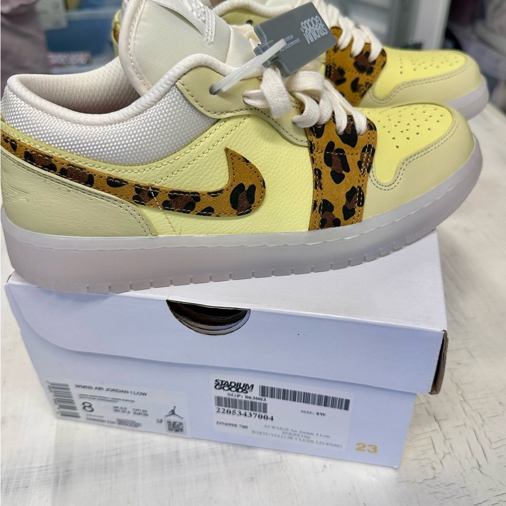 Jordan Yellow and Animal Print Sneakers